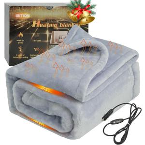 12V Heated Blanket for car,Machine Washable Electric Blanket Heated Travel Blanket Plug in Flannel Heating Throw for Car Truck SUV Van 40x55 with Controller 3 Heating Level
