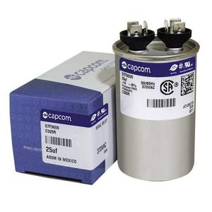 97F9606 25 uf MFD 370 Volt VAC - GE Genteq Replacement Round Run Capacitor by CAPCOM