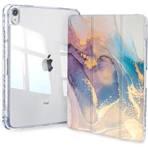 Case for iPad A16 11th/10th Generation 2025/2022 10.9 Inch, Slim Trifold 10th Clear Back Transparent Cover with Pencil Holder & Auto Sleep/Wake Cover