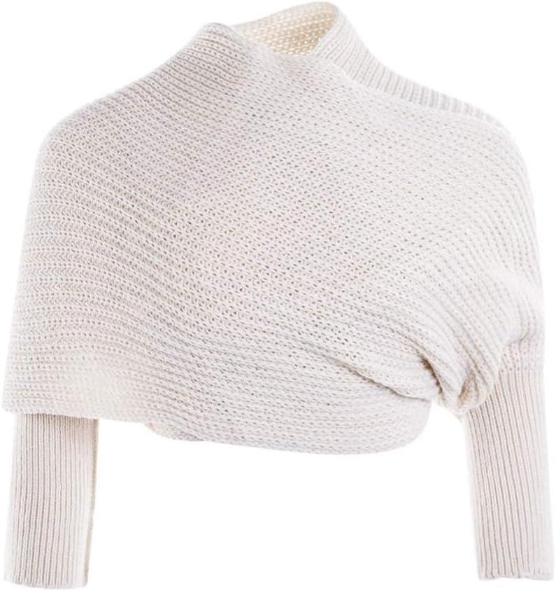 Knitted Wrap Scarf Fall Winter Crochet Sweater Scarf with Sleeves Multi-Use Sweater Cape Shawl with Sleeves