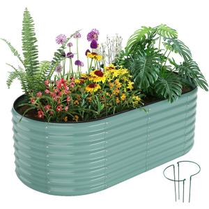 Galvanized Metal Planter Raised Garden Bed Kit for Gardening Outdoor6x3x2ft Planter Grow Garden Box Raised Flower BedLong Vegetable Clearance Herb Raised Garden Beds for Container Gardening (Green)