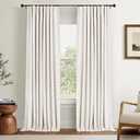 INOVADAY 100% Blackout Curtains for Bedroom, Black Out Curtains 96 Inch Long, Clip Rings Linen Blackout Drapes, Thermal Insulated Room Darkening for Living Room, 2 Panels - Beige,W50xL96