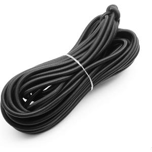Baiann 1/4 Inch Elastic Bungee Cord Shock Marine Grade Black 30FT Bungee Kayak Stretch String Rope for DIY Projects- UV and Weather Resistant Elastic Cord, Long-Lasting Stretch Round Elastic String