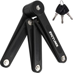 SIGTUNA Folding Bike Lock - Hardened Steel 8mm Fold-Up Heavy Duty Bike Lock with Easy Mounting, Secure Lock and Anti-Scratch Coating - Easily Keep Bike Secure and Paintwork Undamaged - Bicycle Lock
