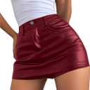 Avanova Women Faux Leather Short Skorts High Waisted Bodycon Sexy Mini Skirts Red Medium