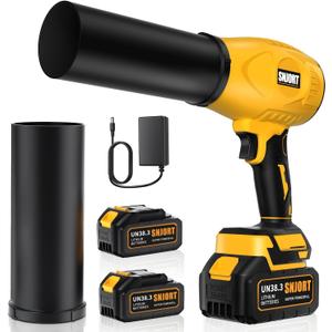 Leaf Blower Cordless with Battery and Charger, 500,000 RPM, Extended Nozzle, Lightweight Handheld Design, Turbo Jet Blower for Patio Cleaning (yellow)