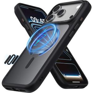 CloudValley for iPhone 17 Pro Max Case, Camera Control, Compatible with MagSafe, Shockproof Military-Grade Protection, Translucent Matte Shockproof Phone Cover, Black