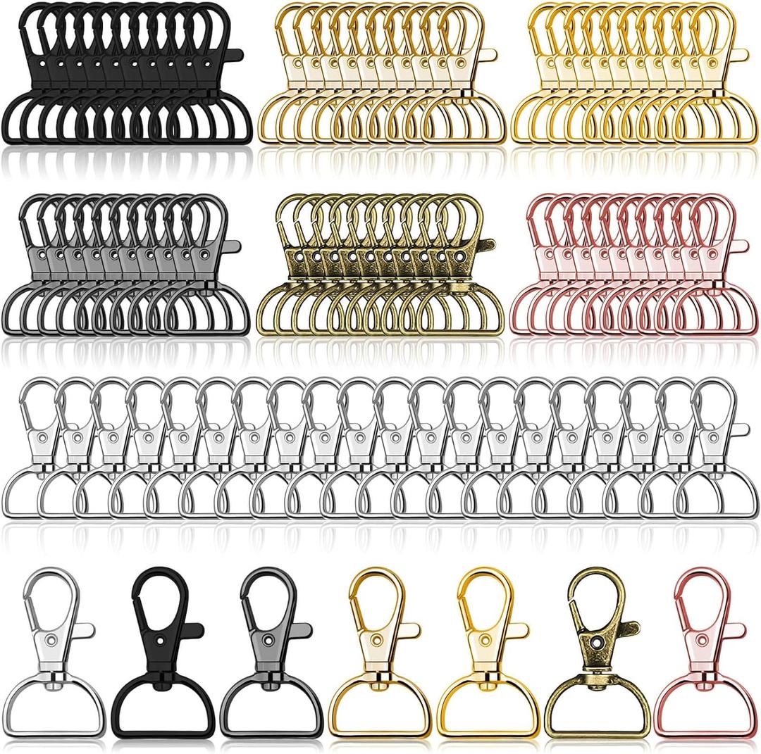 Swivel Clasp Hooks, Anezus 80Pcs Key Chain Clip Hooks, D Ring Clip Lanyard Hardware for Keychain Making, Lanyard Making, Purse Hardware, DIY Craft (3/4 Inside Width)