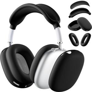Lerobo Soft Case Cover for AirPods Max Headphones, for Airpods Max Ear Cup Covers/Ear Pad Case Cover/Headband Cover/Max Headband Pad,Accessories Silicone Skin Protector for Apple AirPods Max (Black)