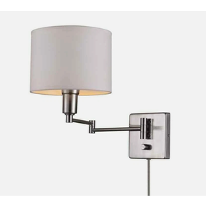 Globe Electric Anderson 1-Light Brushed Steel Plug-In or Hardwire Wall Sconce