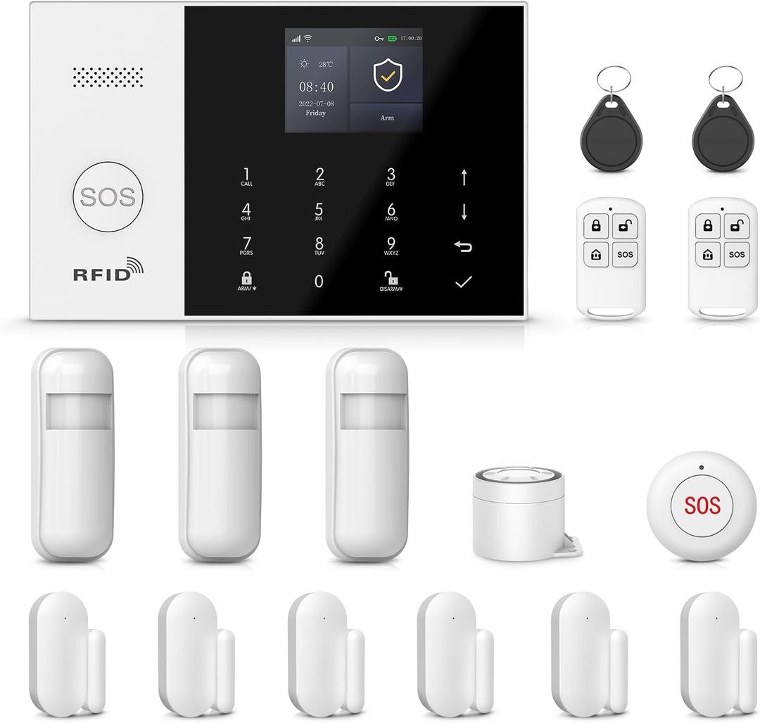 PGST Wireless Alarm System,WIFI/4G Home Security Systems with DIY Expandable Door and Motion Sensor,Tuya APP Instant Alerts,Compatible with Alexa/Google for Home,Villa,No Monthly Fee (16 PCS)