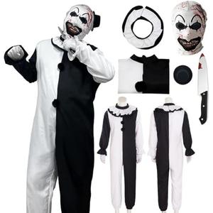 ETEBAS Clown Costume Cosplay Clown Movie WIth Head Cover Adult Halloween, Size L