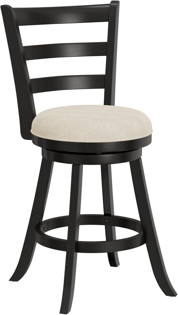 Hillsdale Laymon Wood Kitchen Counter Height Swivel Stool, Black