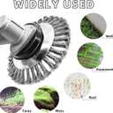 8 Inch Steel Wire Weed Wheel Brush Cutter Trimmer Head, Universal Weed Eater Attachments, Unbreakable Wired Trimmer Blade for Weed, Moss, Rust Removal on Lawn, Patio, Driveway