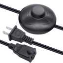 Twidec/Foot Switch Floor Black Foot Pedal Push Switch Round Inline Lamp Light On-Off Control Foot Switch 3A 125VAC with 6FT 18AWG 2-Prong Polarized Extension Cord for Christmas Tree Light
