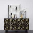 ILHIIOR Gold Leaf Peel and Stick Wallpaper - Boho Vintage Dark Floral Removable Wall Decor 17.5''x393''