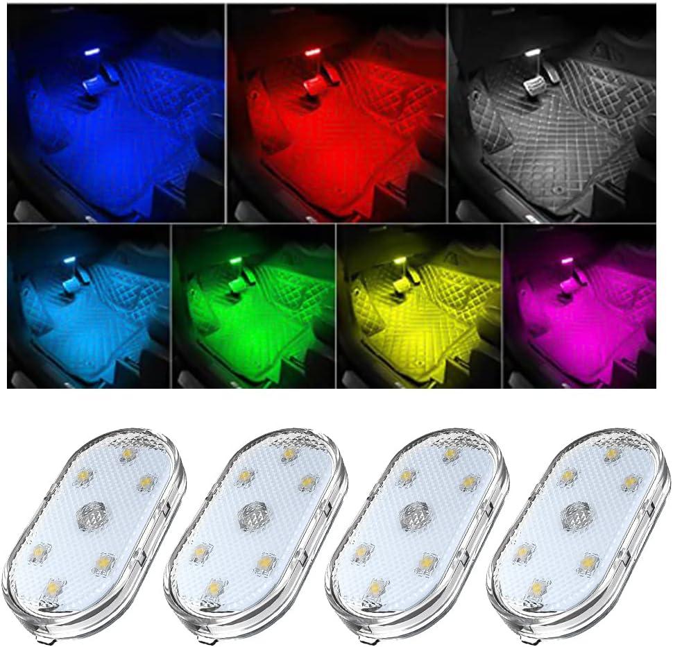 3 x Ziciner 2 PCS Car Led Lights Interior, Super Bright Car Wireless Bulb, USB Rechargeable Auto Led Festoon Bulb, Universal Vehicle Accessories for Cars, Trucks, SUVs, Vans (Colorful, 4 PCS)