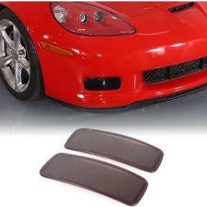 Car Smoked Front Fog Light Cover Compatible with Chevy Corvette C6 2005-2013, Front Bumper Driving Fog Light Shell Trim Cover Molding Protection Accessories