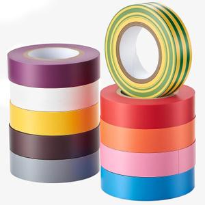 Colored Electrical Tape Vinyl PVC-10 Pack 3/4 in x 60 Ft 5 Mil Waterproof Electric Tape Flame Retardant, Heat Resistant Insulation Tape Indoor Outdoor Wire Wrapping Rainbow (10 Multi-Color)