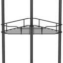3 Tier Floor Standing Corner Shower Caddy Organizer Shelf with Hooks, Bathroom Shelves Stand Rack, Black