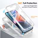 RIASOLIN for iPhone 14 Plus Case with Invisible Magnetic Stand, Compatible with Mag-Safe Translucent Matte with Built-in Screen Protector, Shockproof Protective Phone Case for Women Men, Pink