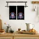 2 x Funny Beer 4th of July Kitchen Towels, American Flag Patriotic Beer Dish Tea Towels for Bar Kitchen Decor, Red White and Blue Independence Day Decorative Hand Towels for Bathroom, 16x24 Inch