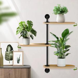 CNQLIS Rotating Plant Shelves, 3 Tier Wooden Indoor Plant Stand, Display Flower Pots and Decorations, for Windows, Balconies, Outdoor Yards