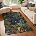 GarveeHome 3x5 Washable Area Rug for Bedroom, Jungle Animal Soft Tiger Rug Non Slip Low Pile Green Carpet Stain Resistant Throw Rug for Bedside Kids Room Office Dining Room
