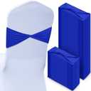 CHENGU 100 Pcs Spandex Chair Sashes Plain Bow Wedding Royal Chair Bands Without Buckle Birthday Decorations Elastic Ties Spandex Slider Sashes for Events Party Ceremony, Blue