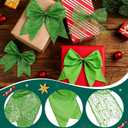 36 Pcs Christmas Bows with Twist Ties 6 Inch Velvet Mesh Ribbon Wreath Glitter Bows for Holidays Wreath Christmas Tree Railings Farmhouse Decoration DIY Craft Gift(Green)
