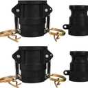 Camlock Fittings 1 Inch Type A & D Polypropylene Cam and Groove Hose Fitting Kit with 1" Female & Male Camlock x 1" Shank (Hose Barb), Cam and Groove Hose Couplings (2 Sets/ 4 Pcs)