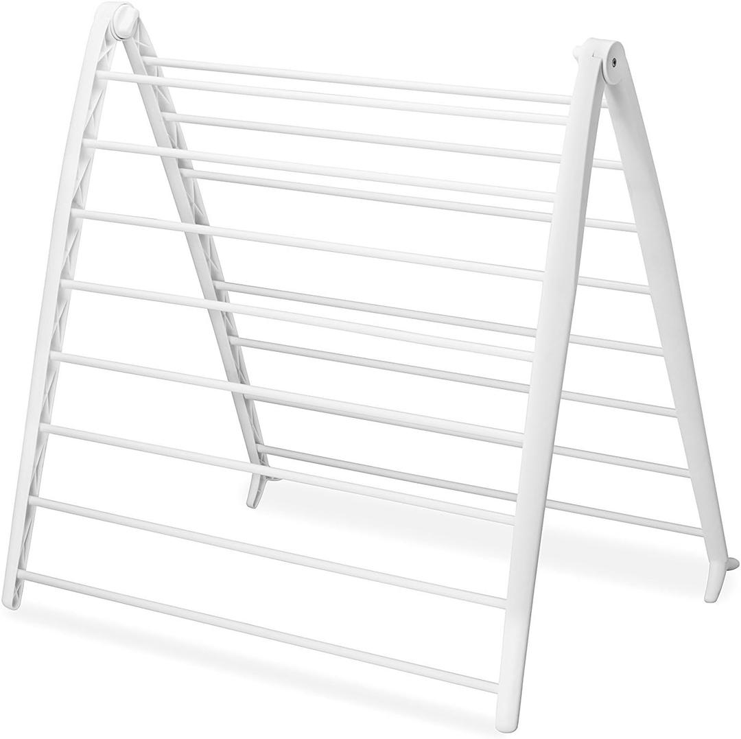 Whitmor Spacemaker Folding Drying Rack, Freestanding Indoor Clothes Dryer, Space Saving Compact Design, 6"L x 26"W x 51.5"H, White, Spacesaver