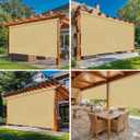 7'W x 6'H Sesame Patio Shades Roll up Outdoor Roller Shade Crank Wand Blind Cordless, 90% UV Blocking & Privacy Protection for Porch|Gazebo|Pergola|Backyard (2 Splicing Tube, 1 Fabric)