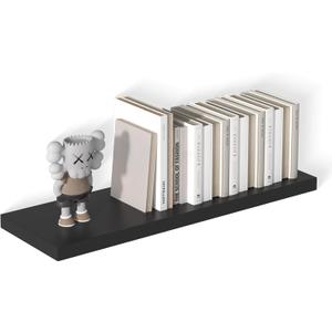 12 Inch Deep Floating Shelves, 36" W x 12" D Wood Floating Shelves for Wall, Large Storage Space Wall Mount Shelf with Invisible Brackets for Living Room Kitchen Bathroom, 1 Pack, Black (36" W x 12" D x 1.2"H)