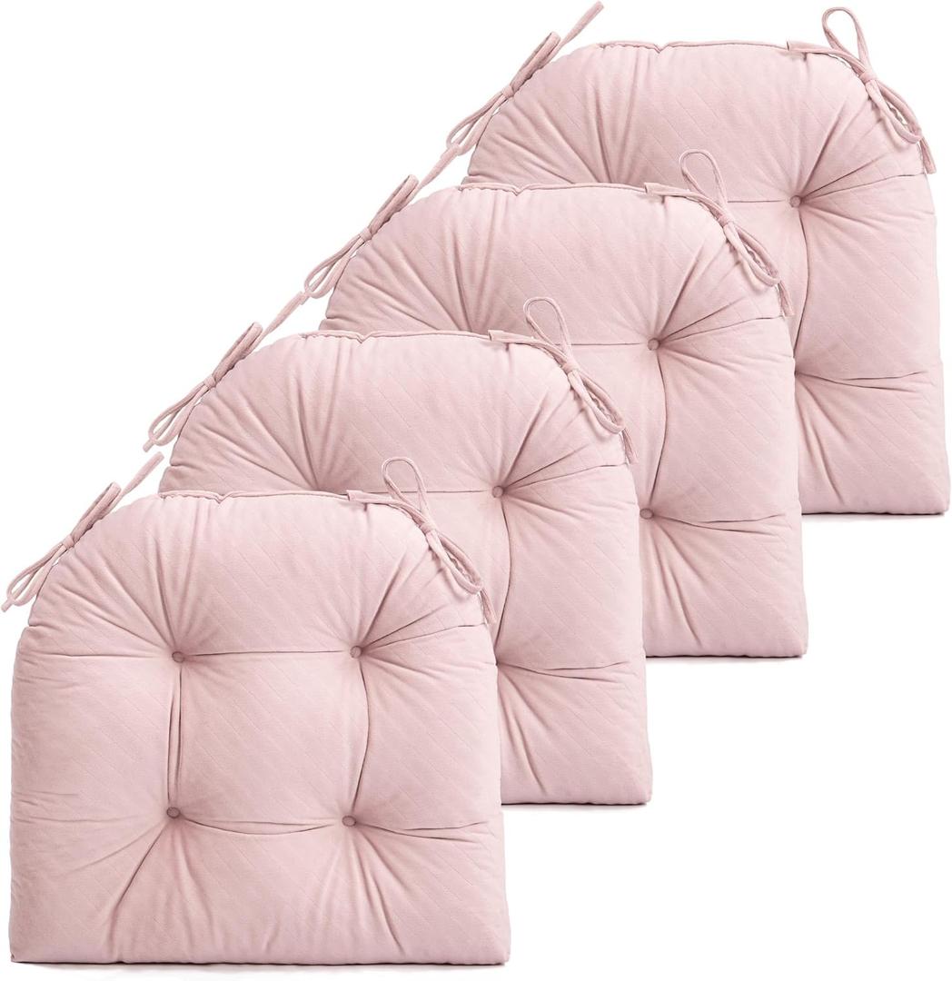 FABRICASTLE Chair Cushions Pads Non-Skid Comfortable 17" x 16" Seat Cushion Cover Set of 4 for Indoor Kitchen Dining Room Office Chairs (Lilac, 4 Counts)