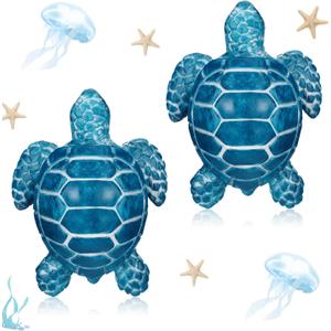 Wonderjune 2 Pack Toilet Bolt Caps Decorative Sea Turtles Toilet Bolt Screw Covers Ceramic Cute Bathroom Decor Fun Themed Gadgets Bathroom Replacement Parts(Classic,Blue)
