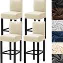 HFCNMY Bar Stool Covers,4 Pack Stretch Bar Stool Covers with Backs Velvet Bar Stool Covers Barstool Seat Cover Washable Bar Chair Covers High Chair Cover with Elastic Bands Beige