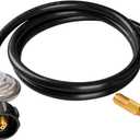 DOZYANT 6 Feet Propane Regulator and Hose with Elbow Adapter for Blackstone 17 inch and 22 inch Table Top Griddle, Replacement Parts Connect to Large 20 Propane Tank