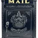 Vintage Mailboxes for Outside, Large Cast Aluminum Locking Mailbox, Weatherproof Metal Mail Boxes for House Outside, Decorative Mailbox Wall Mount for Home Outdoor(12.28"x17.51"x3.62")