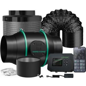 MARS HYDRO 6 inch Grow Tent Ventilation System Kit, Inline Duct Fan with iControl Temperature & Humidity Controller, App Remote Control, Carbon Filter Combo +25Ft Ducting,Air Filtration Kit, 6 inch/Temp CNTLR Kit