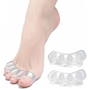 Toe Separator -Silicone Big Toe Corrector - Relieves Foot Pain, Hammer Toe, Bunions, and Curled Toe -1 Pair of Transparent Adjustable Toe Separator for Both Men and Women(Transparent 2PCS)