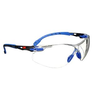 3M Safety Glasses for Men and Women, Solus 1000 Series, ANSI Z87, Scotchgard Anti-Fog, Clear Lens, Low Profile, Blue/Black Frame