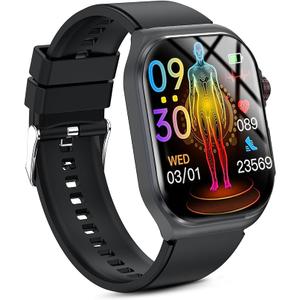 Health Smart Watches for Men Women  1.87'' Large Display Fitness Trackers Watch with Heart Rate, Blood Pressure, Blood Oxygen, Sleep & Stress Track, 110+ Sports Modes, IP68 Waterproof Watch,Black