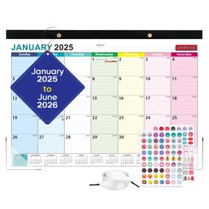 2025-2026 Desk Calendar - 22" x 17", 18 Month Calendar Jan 2025 - Jun 2026, Large Monthly Desktop Calendar with Daily Blocks, Thick Paper, Corner Protectors - Colorful (3 Stickers Included)