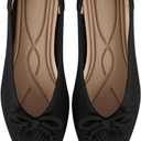 Women's Ballet Pointed Toe Flats Comfortable Dressy Casual with Bow Washable Knit Flat Shoes ( Size 8.5, Black)