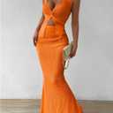 SOLY HUX Women's Two Piece Outfits Twist Front Halter Cami Tops and Skirt Summer Set Solid Orange Small