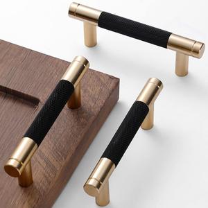24 Pack 3 Inch 76 mm Bar Cabinet Pulls Gold and Black Knurled Handles for Brushed Gold Drawer Pulls Cupboard Aluminum Handles