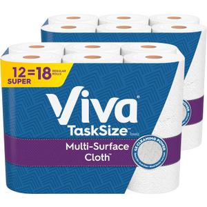 Viva Multi-Surface Cloth Paper Towels, Task Size - 12 Super Rolls (2 Packs of 6) - 81 Sheets Per Roll
