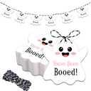 80 PCS Halloween Tags with String for Boo Baskets, You've Been Booed Happy Halloween Tags for Goodie Bags, Cute Halloween Favor Tags for Trick or Treat Bags, Ghost Gift Candy Bag Halloween Party Decor
