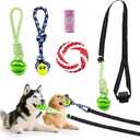 Dog Outdoor Bungee Solo Hanging Toy, Tether Tug of War Toys for Pitbull Small Large Aggressive Chewers Dogs to Exercise, Extra Durable Interactive Tug Toy, Dog Rope Toys (3 Chew Ropes)
